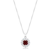 Round 3.28ct Garnet & White Topaz Halo Necklace