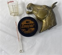 Brass Horse Head, Cooper Hockey Puck & Plastic