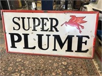 SUPER PLUME ENAMEL SIGN EMBOSSED