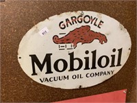 OVAL GARGOYLE MOBIL OIL  ENAMEL SIGN