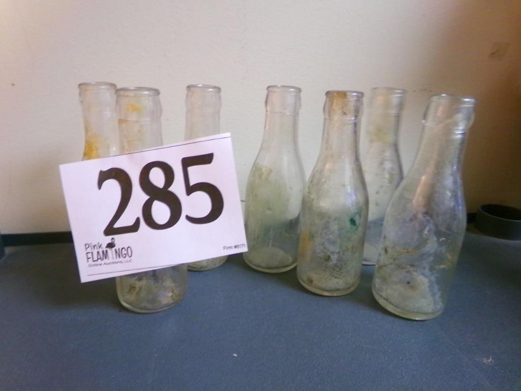 7 CLEAR GLASS SODA BOTTLES