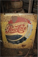 Painted tin Pepsi sign & more