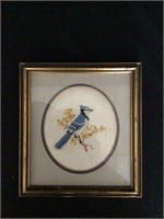 Blue Jay Needlepoint Framed