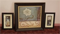 3 Floral Pictures Wall Decor