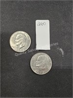 2-1972 eisenhower silver dollars (display case)
