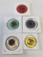 5 Vintage Foreign Casino Chips
