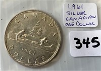 1961 Silver Canadian One Dollar Coin