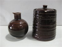 Clay Cookie Jar & Vase See Info
