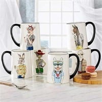 Hipster Animal Coffee Mugs 6pc 17.5 Oz. $30