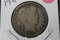 1911 Barber Silver Half Dollar