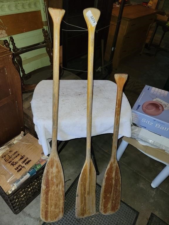 3 Wood Oars / Paddles