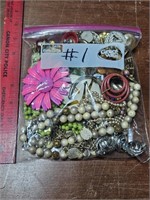 ASSORTED BAG OF VINTAGE JEWELRY  #1