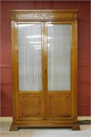 Louis XVI Style Oak Two Door Bookcase.