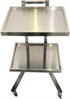 Stainless Steel Metal Rolling Cart, 2-Tier