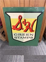 DOUBLE SIDED PORCELAIN  GREEN STAMP SIGN