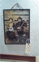 16x12 framed sepia music photo banjo pickers
