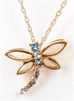 Jewelry 10kt & 14kt Yellow Gold Dragonfly Necklace