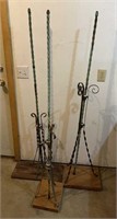 Antique twisted copper lightning rods with
