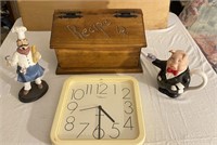 Wooden Recipe Box, Clock & More