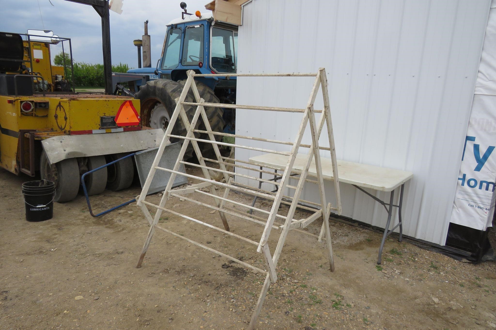 LARGE ANTIQUE WOOD CLOTHES RACK