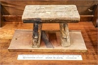 Small Primitive Wooden Stool;Vintage Wooden