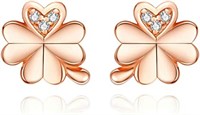 Pretty .02ct White Topaz 4 Leaf Clover Earrings