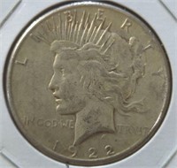 Silver 1922 peace dollar