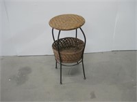 12"x 24" Wicker & Iron Side Table/Plant Stand