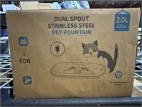 dual spout stainless steel pet fountain