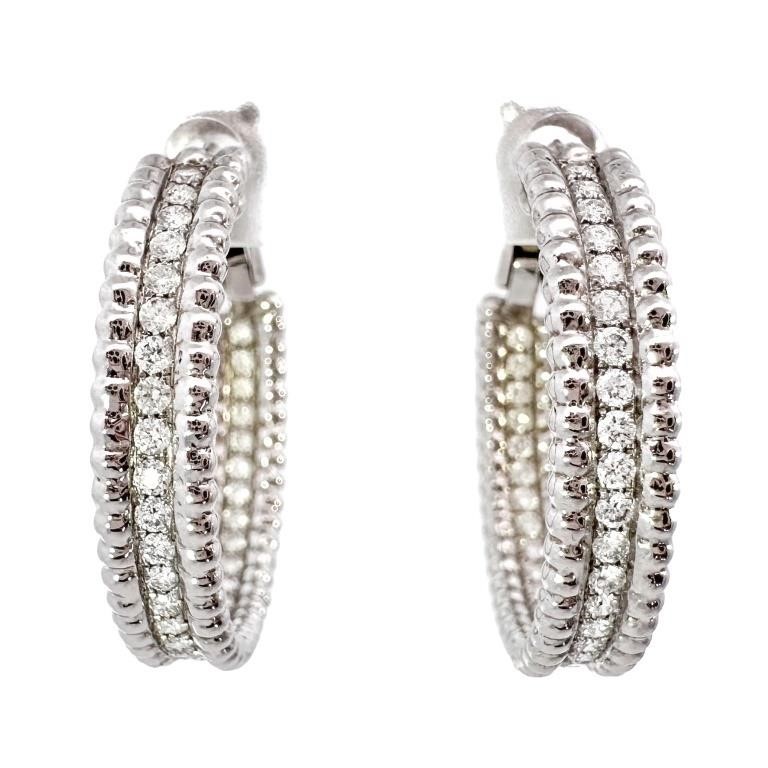 Van Cleef & Arpels Diamond Perlee Earrings 18k WG
