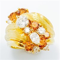 $34k H DUNAY Orange & White Diamond Ring 18k