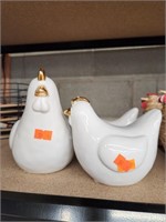 Ceramic birds (3) and 6 hens