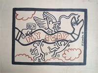 Original in Manner of Keith Haring "Fly Away"
