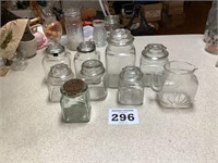 Lot of Clear Glass Canisters