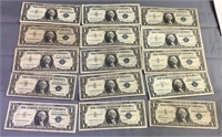 (15) 1957 One Dollar Silver Certificates