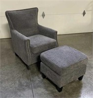 Upholstered Arm Chair with Ottoman