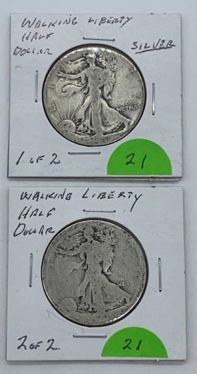 (2) Walking Liberty Silver Half Dollars, Dated