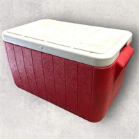 Red Coleman Cooler with White Lid