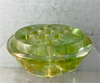 VASELINE GLASS FLOWER FROG 13 HOLES - CHIPS