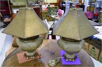 Pair Lamps with Shades 27"H to Finials