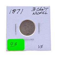 1871 3 cent nickel VF