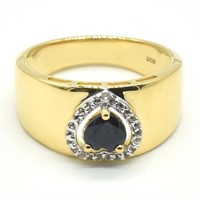 Gold plated Sil Blue Sapphire(0.75ct) Ring