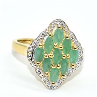 Gold plated Sil Emerald Cz(2.15ct) Ring