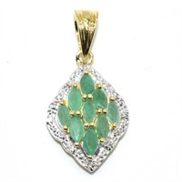 Gold plated Sil Emerald White Topaz(1.1ct) Pendan