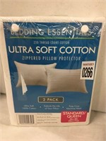 ULTRA SOFT COTTON ZIPPERED PILLOW PROTECTOR 2 PACK