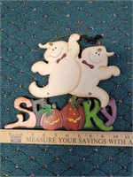 Spooky Ghost Wooden Halloween Fall Hanging Sign