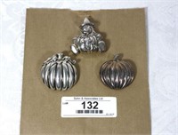 Set of 3 Silver Halloween Pins