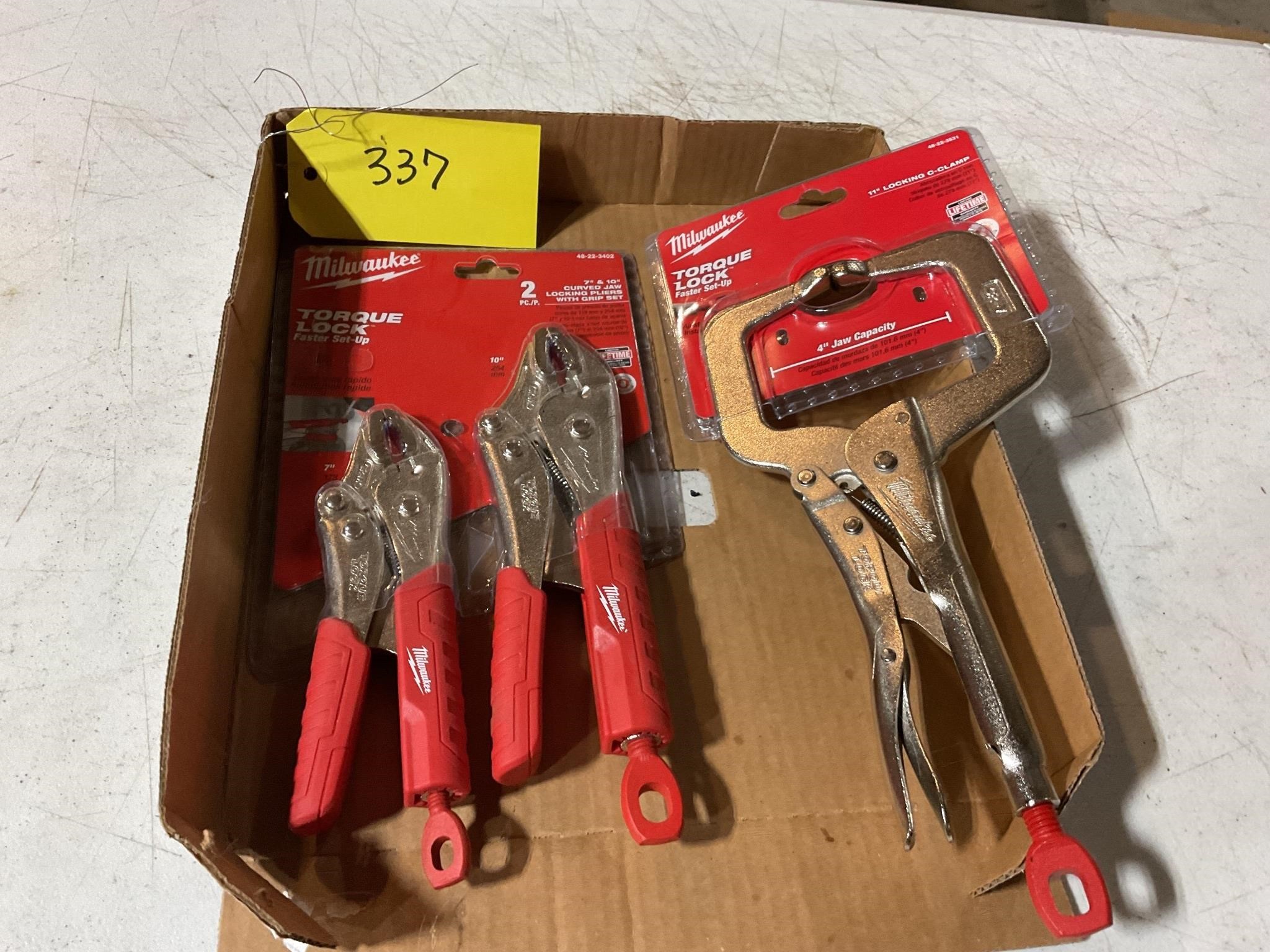 Milwaukee locking C clamp curved jaw pliers