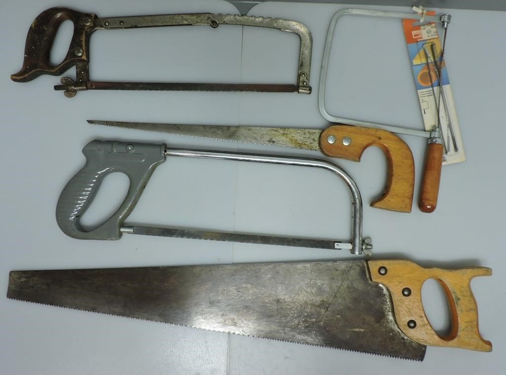 LOT HACKSAWS, COPING SAW, KEYHOLE SAW, HAND SAW