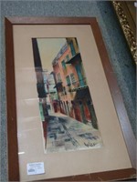 Framed & Glazed European Street View Signed Ruker